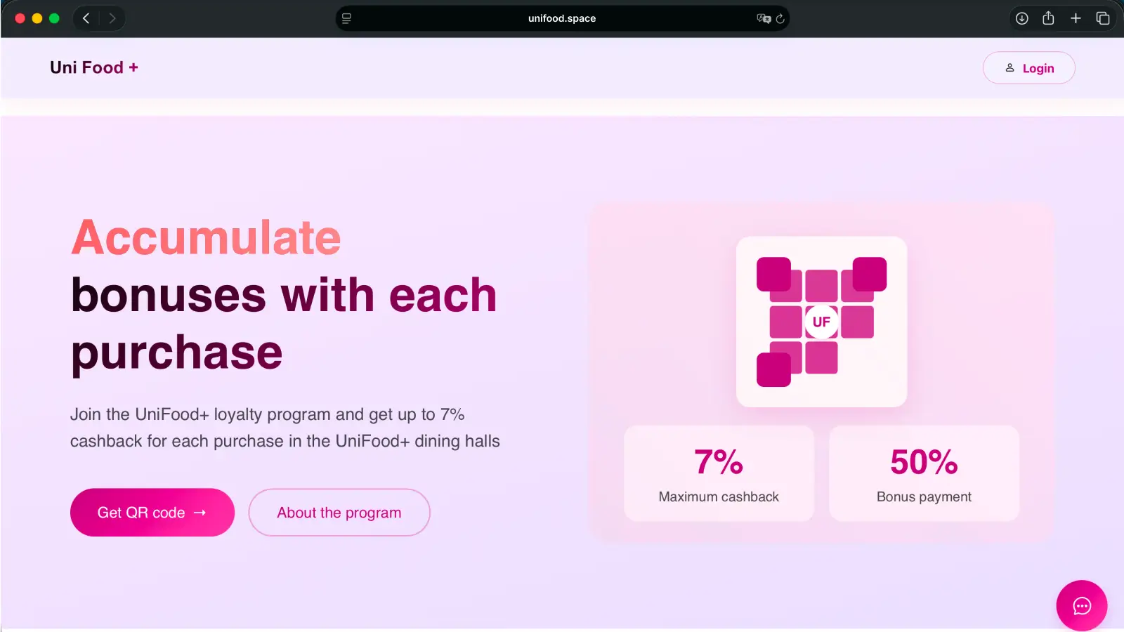 Uni Food Home page screenshot 3