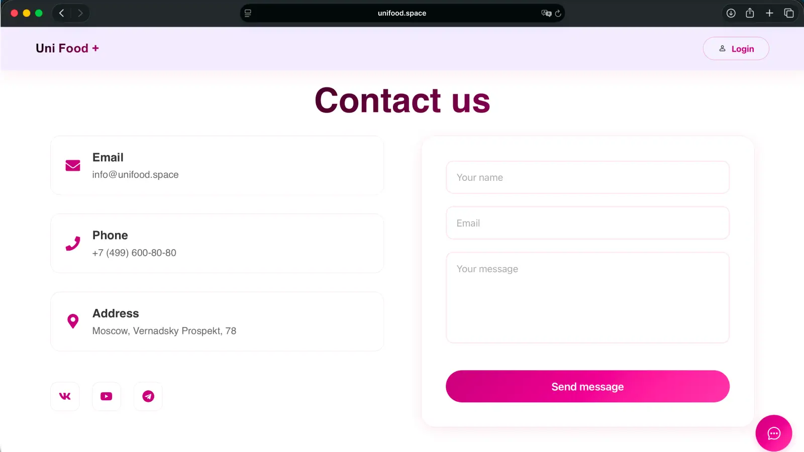 Uni Food Home page screenshot 5