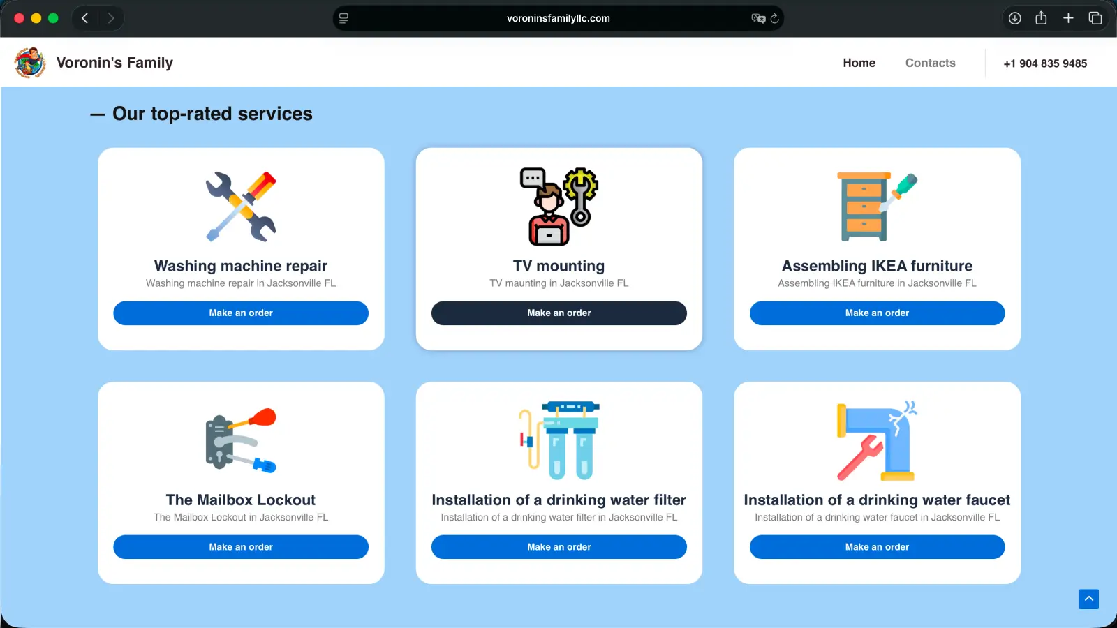 Voronin's Family LLC Home page screenshot 2