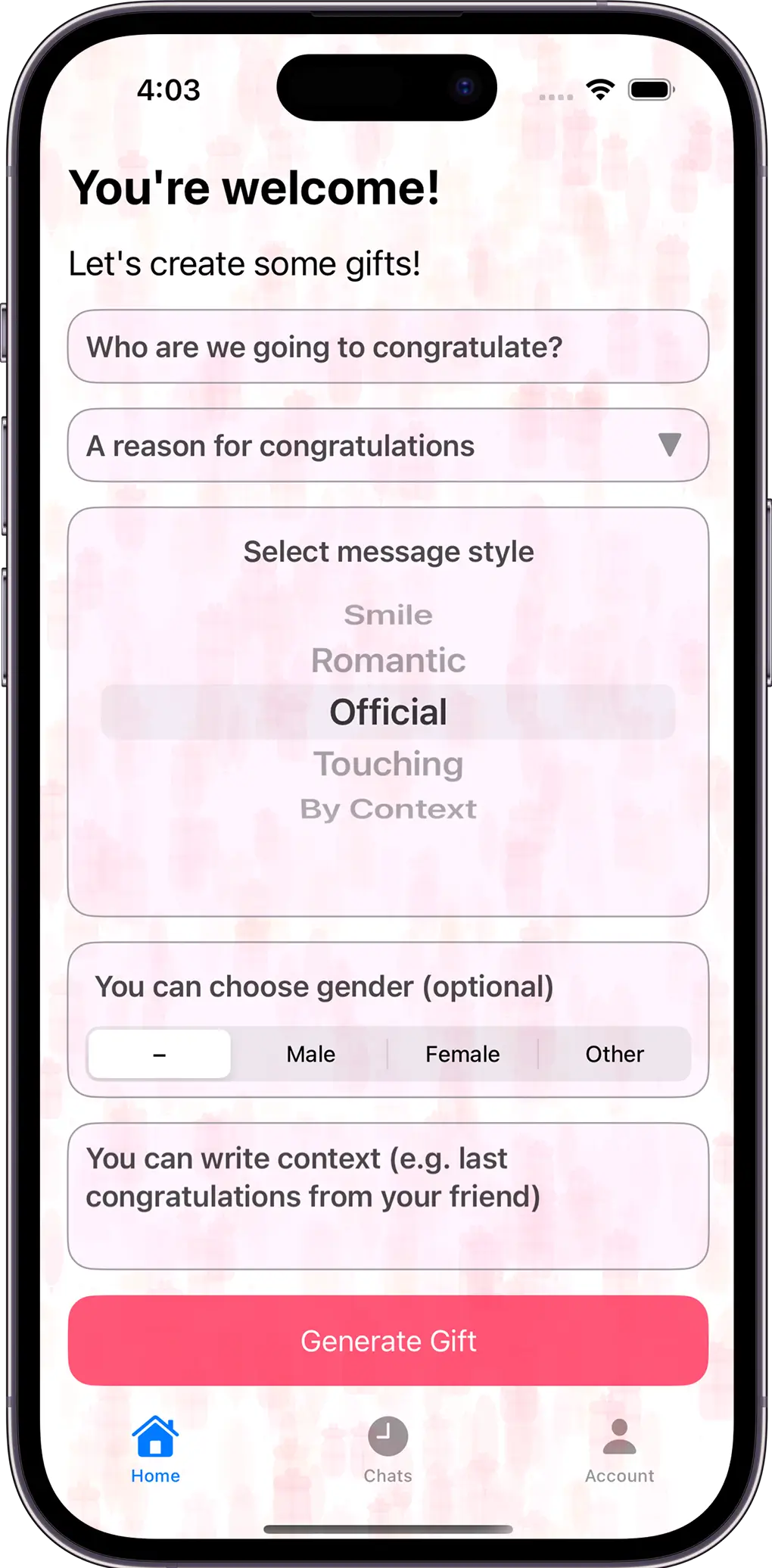 GiftText приложение на телефоне